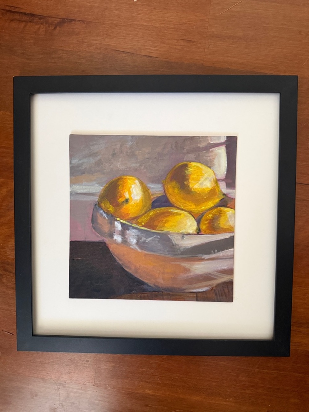 Still Life Canvas Painting of Yellow Lemons in Bowl